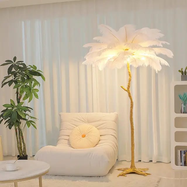 Ostrich feather lamp