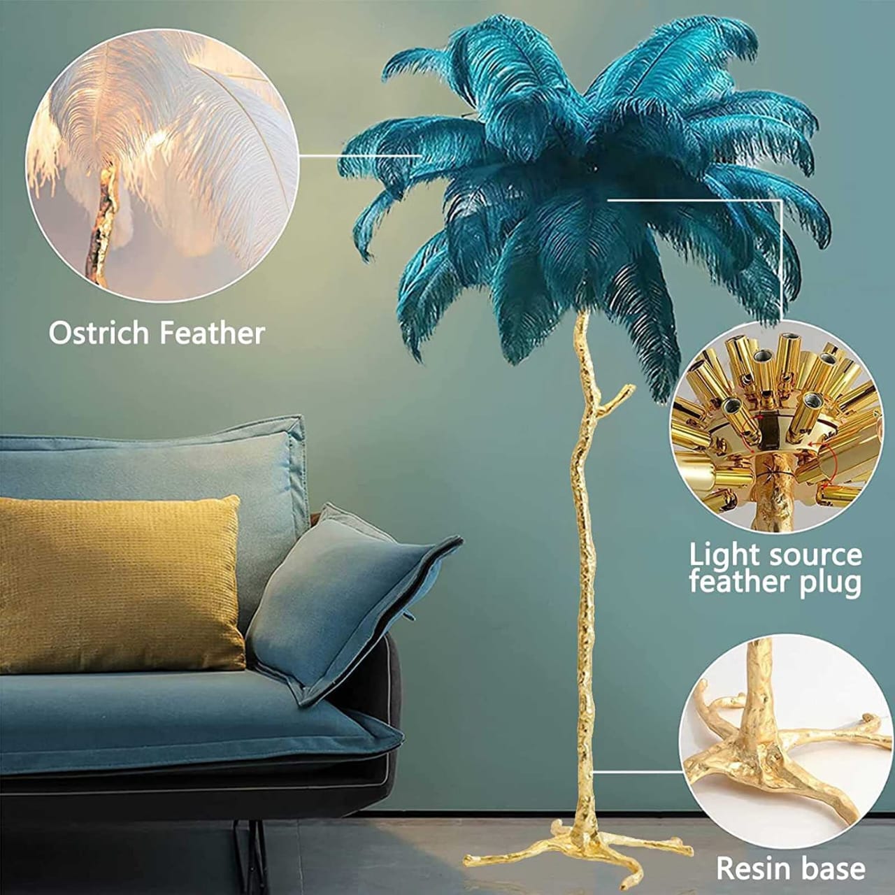 Ostrich feather lamp