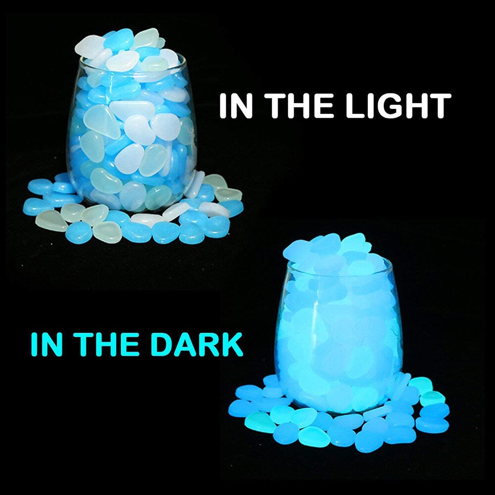 500Pcs Glow in the Dark Garden Pebbles Stones Rocks for Yard and Walkways Decor Fairy Garden DIY Decorative Luminous Stones